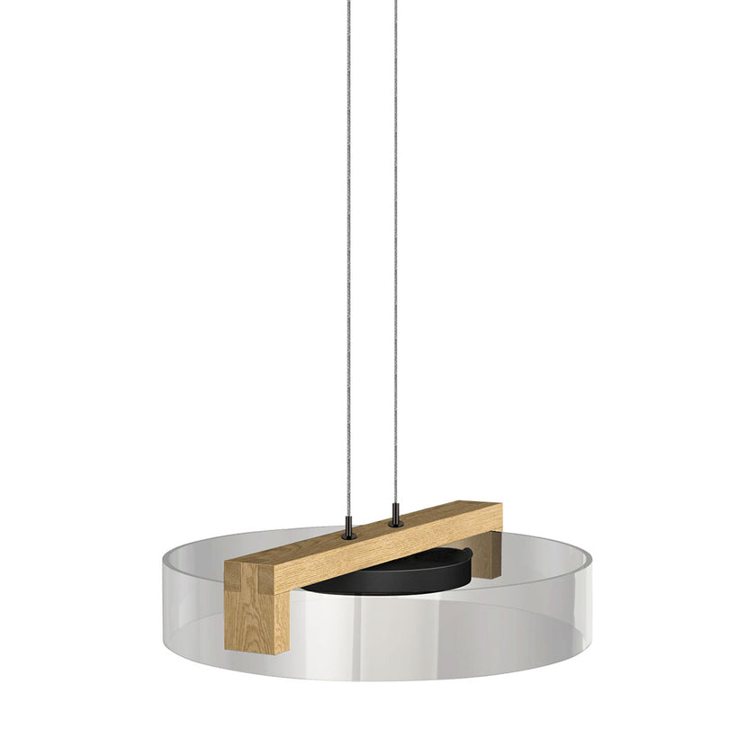 Pendelleuchte Modell Talon, Asteiche geölt, Rauchglas, höheneinstellbar, Ansicht nur Leuchtenkopf 