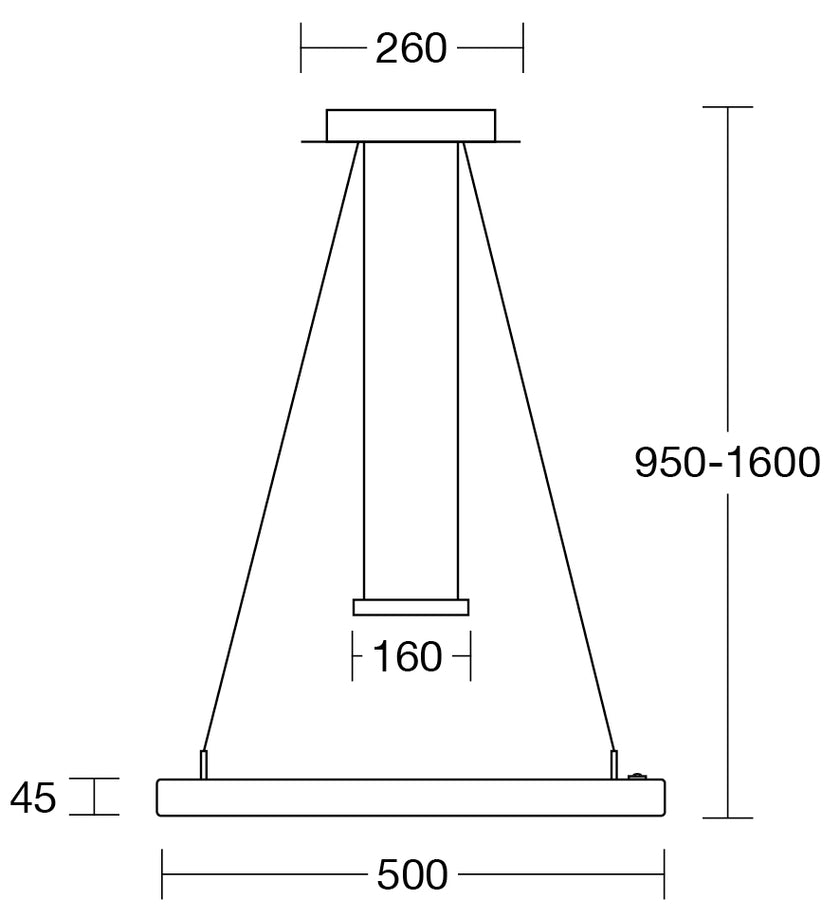 Pendelleuchte Modell Leonora, technische Zeichnung 