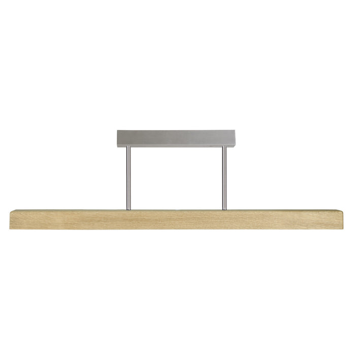 Deckenleuchte in Asteiche Natur, Modell Leonora, Alu-LED-Leiste mit Acryl satiniert, Nickel matt gebürstet, Frontalansicht