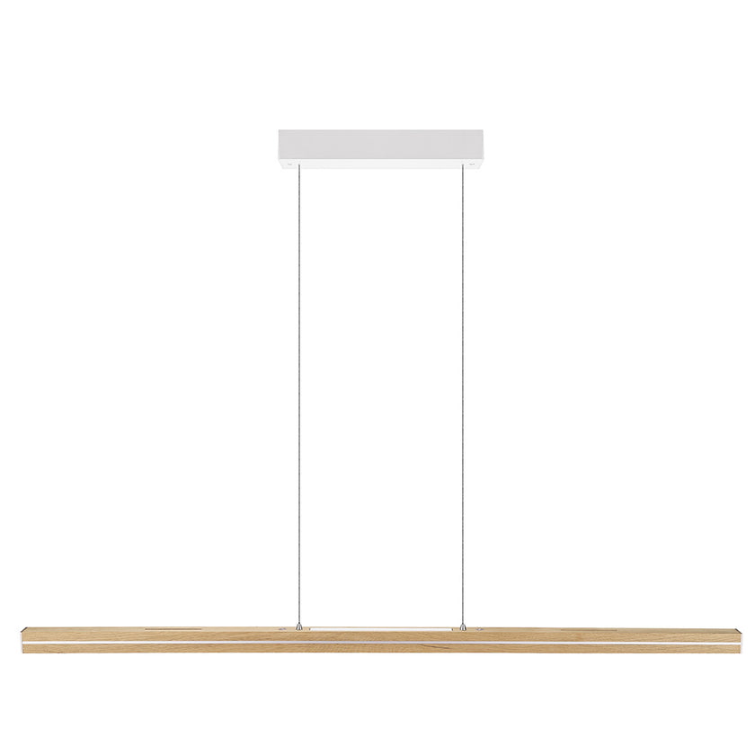 Balkenleuchte aus Asteiche natur, Modell Dana, mit Rolliizug, Baldachin weiß, Ansicht frontal, 1300mm