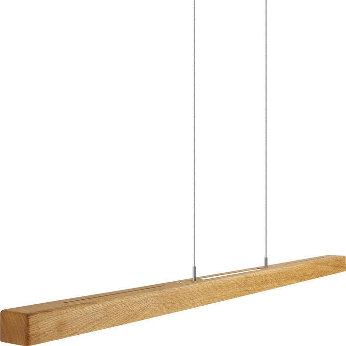 Balkenleuchte aus Asteiche geölt, Modell Leonora, 1210mm, Rollizug, LED Up & Down, Dimm-to-warm-Funktion, Seitenansicht