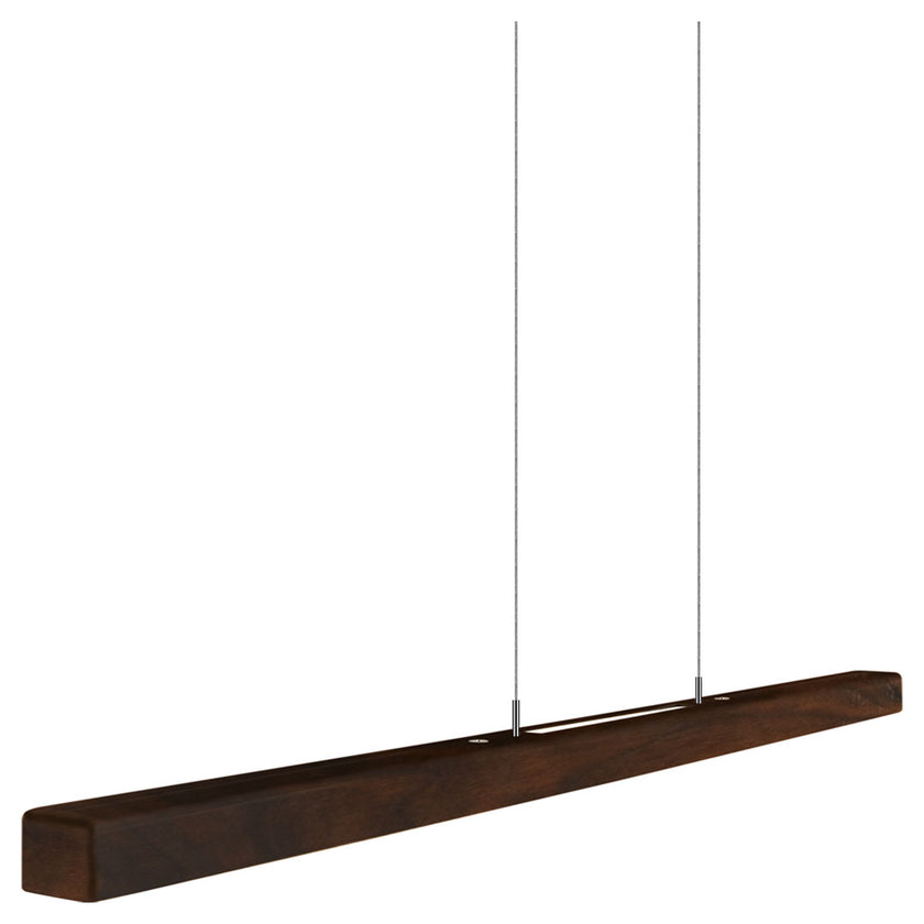 Balkenleuchte aus Nussbaum, Modell Leonora, Rollizug, 1210mm, Seitenansicht 