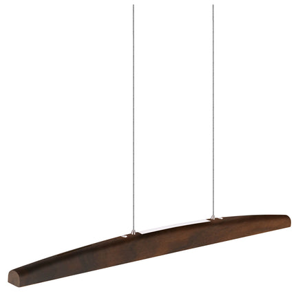 Balkenleuchte aus Nussbaum geölt, Modell Arco, mit Rollizig, Metall Nickel gebürstet, Ansicht seitlich, 1000mm