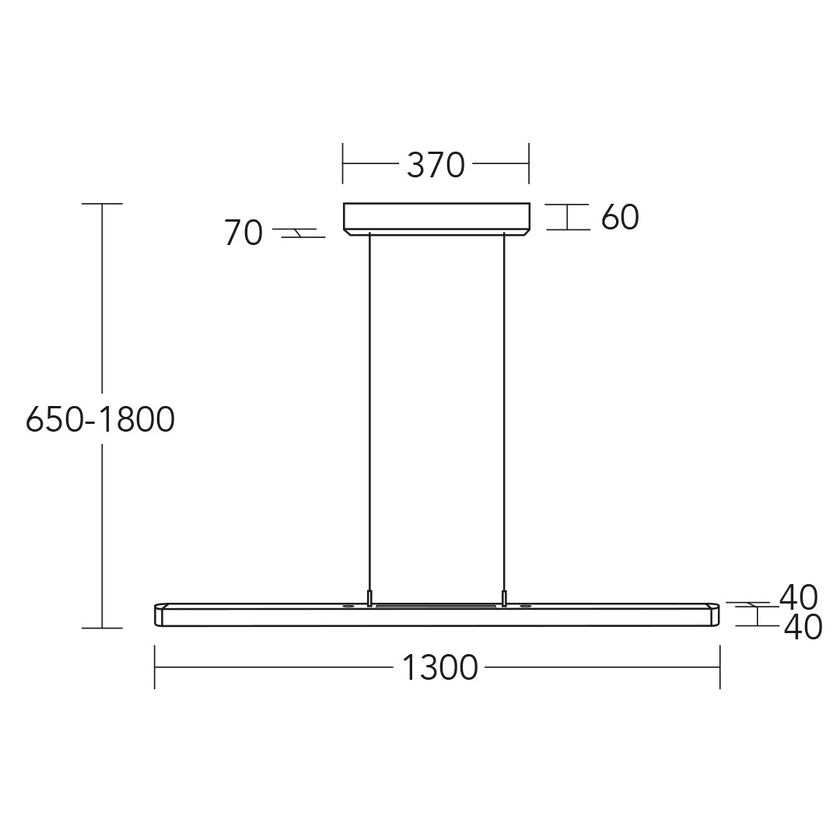 Balkenleuchte Modell Novelie, technische Zeichnung 