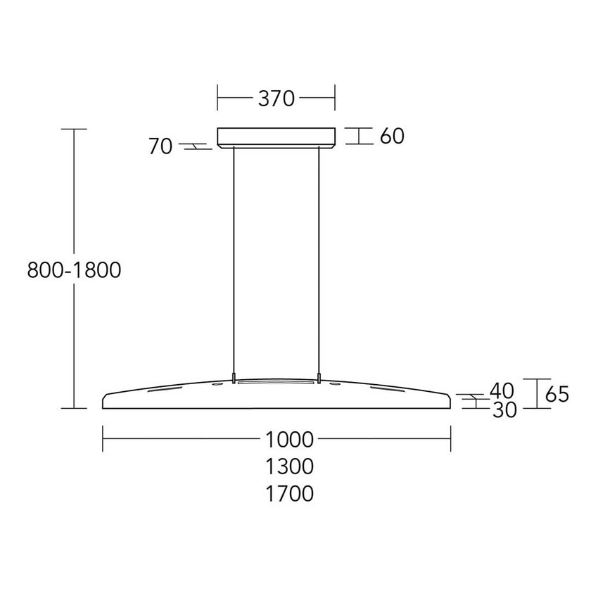 technische Zeichnung Balkenleuchte Arco alle Längen