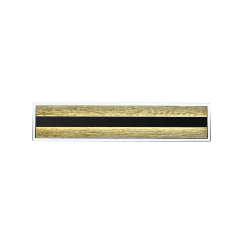 Deckenleuchte mit Spaltholz, Modell Heloise, mit schwarzen Applikationen eckig Draufsicht