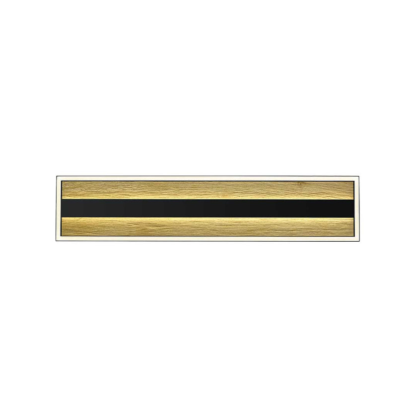 Deckenleuchte mit Spaltholz, Modell Heloise, mit schwarzen Applikationen eckig Draufsicht