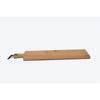 Servierbrett oder Schneidebrett aus Eichenholz Natur mit Griff und schwarzem Lederband zum aufhängen, 800mm x 18mm x 25mm