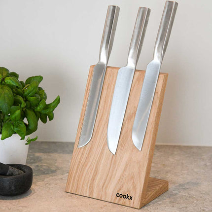 Magnetic knife block natural oak
