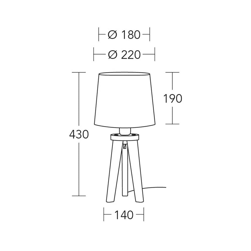 Tischleuchte Modell Elli, technische Zeichnung