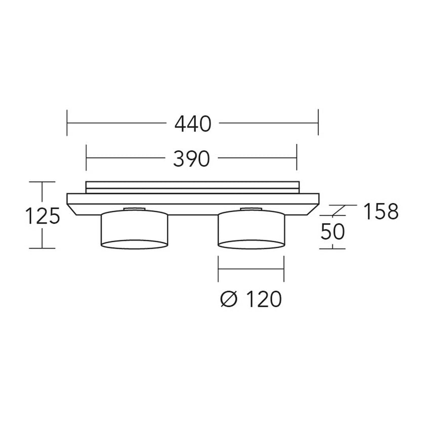 Deckenleuchte Modell Estelle, 2-flammig, technische Zeichnung