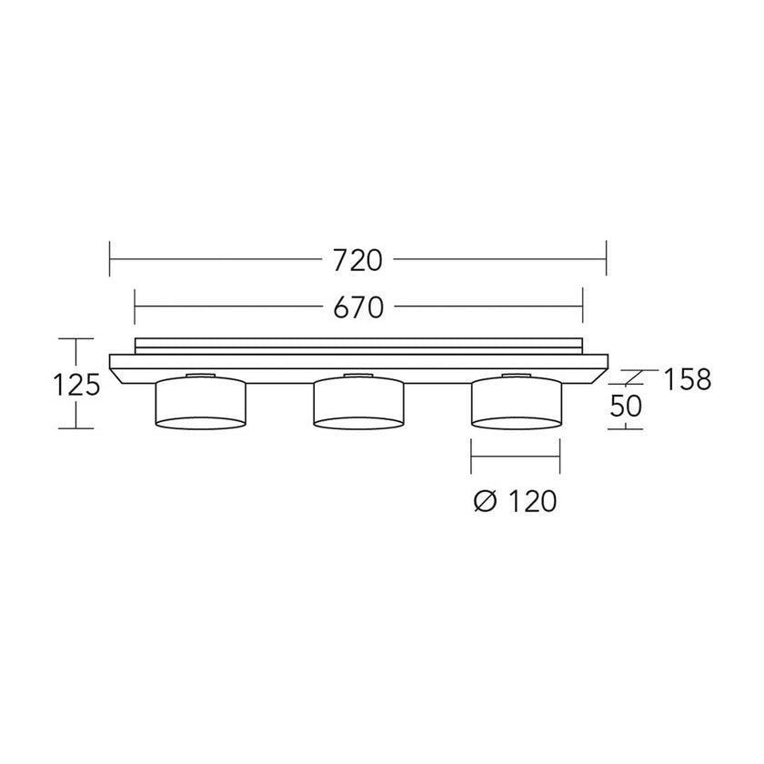 Deckenleuchte Modell Estelle, 3-flammig, technische Zeichnung 