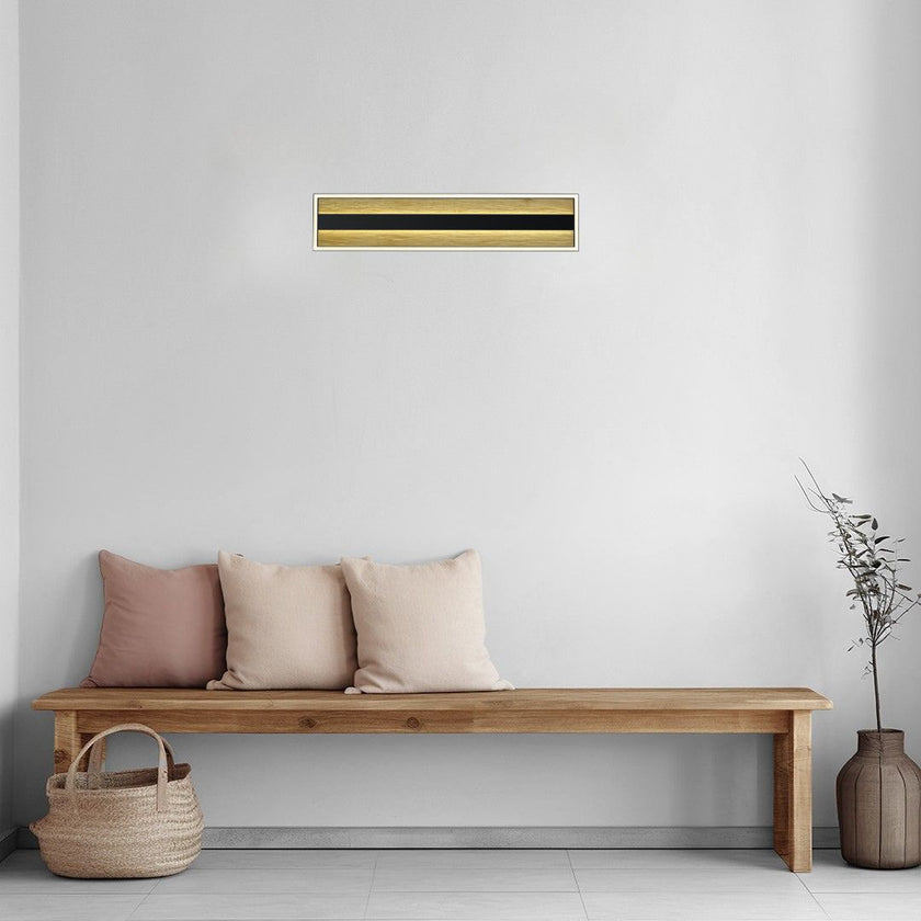 Deckenleuchte mit Spaltholz, Modell Heloise, mit schwarzen Applikationen eckig Milieubild