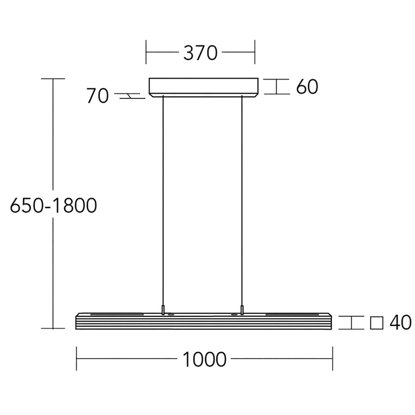 Balkenleuchte Modell Hermann, 1000mm lang, technische Zeichnung