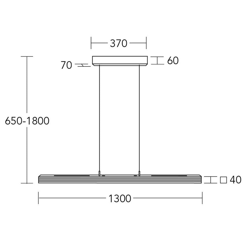 Balkenleuchte Modell Hermann, 1300mm lang, technische Zeichnung