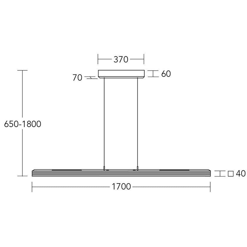 Balkenleuchte Modell Hermann, 1700mm lang, technische Zeichnung