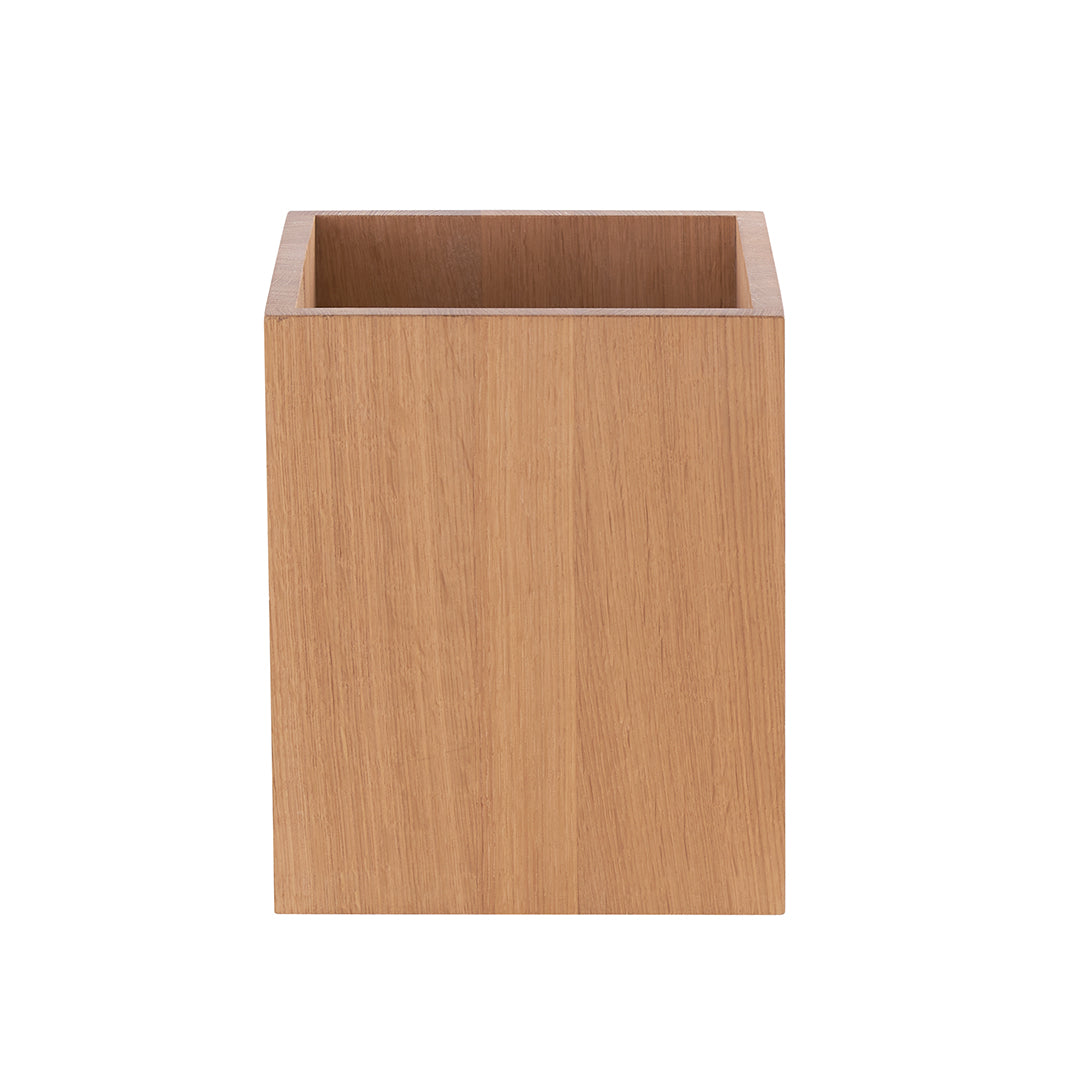 Papierkorb, Holzeimer, Holzkiste aus Asteiche geölt, Modell Marta, 25cm x 25cm x 30cm, Frontalansicht
