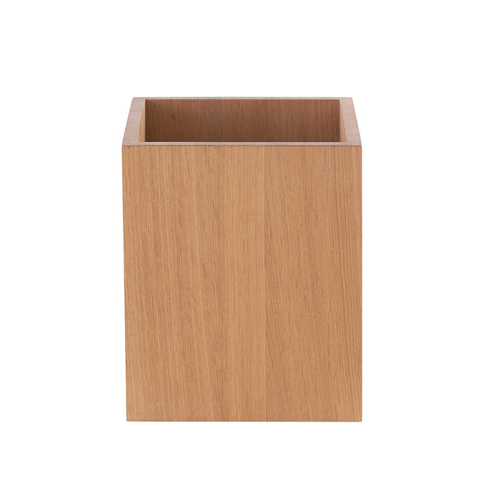 Papierkorb, Holzeimer, Holzkiste aus Asteiche geölt, Modell Marta, 25cm x 25cm x 30cm, Frontalansicht