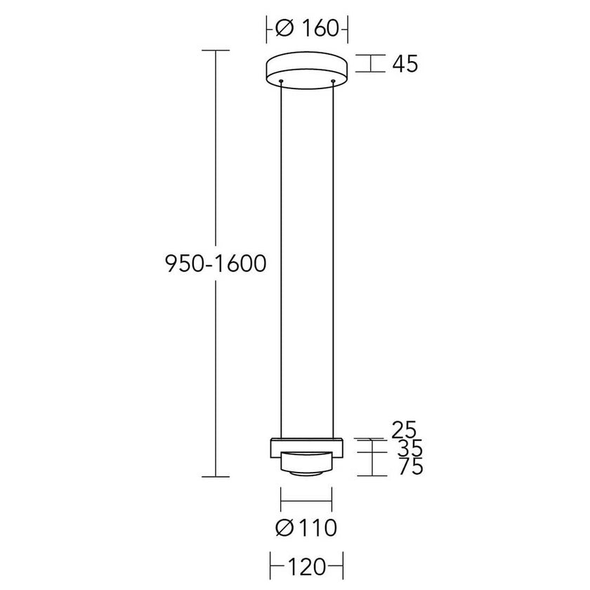 Pendelleuchte Modell Eileen, technische Zeichnung