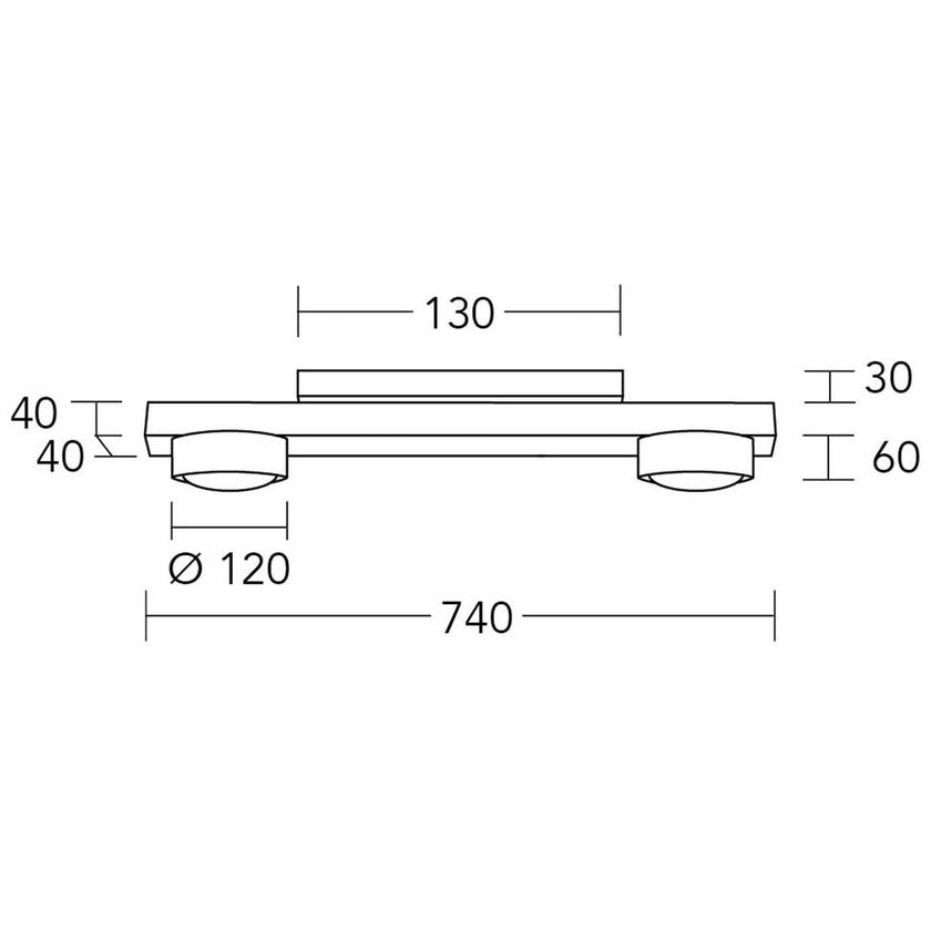 Deckenleuchte Modell Eileen, 2-flammig, technische Zeichnung