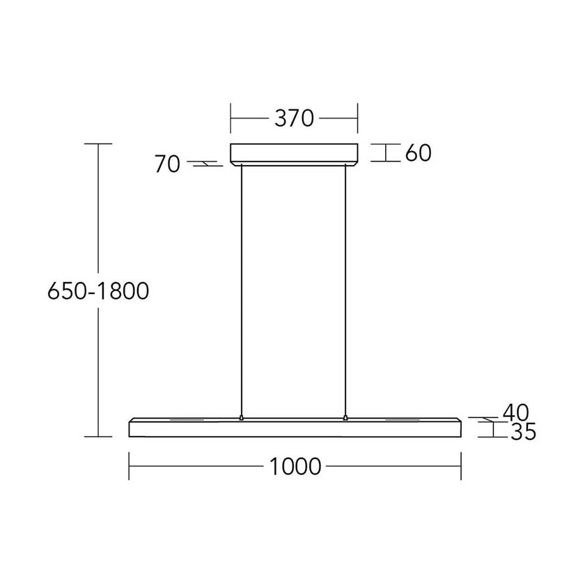 Balkenleuchte, Modell Laurent, 1000mm, technische Zeichnung