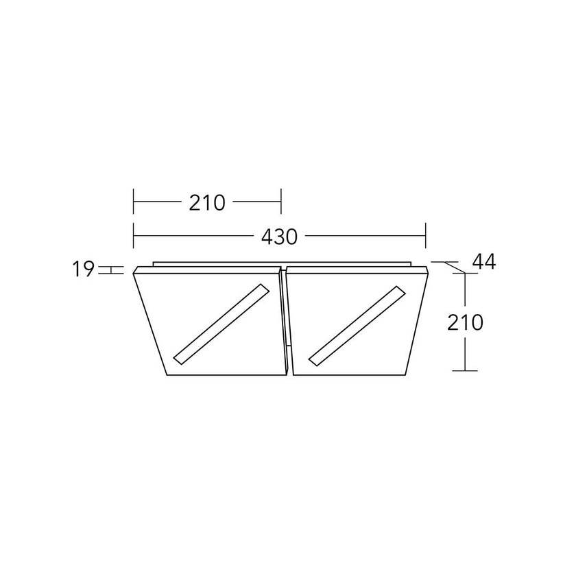 Deckenleuchte Modell Liam, 2-flammig, technische Zeichnung 