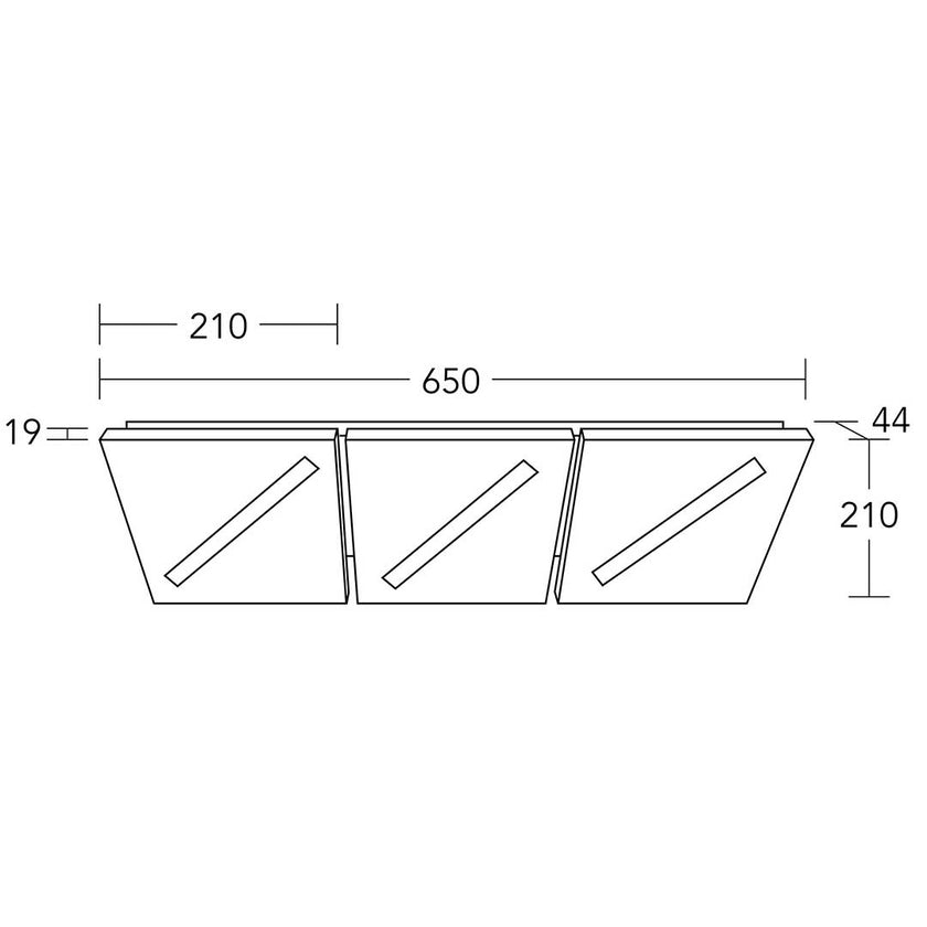 Deckenleuchte Modell Liam, 3-flammig, technische Zeichnung 