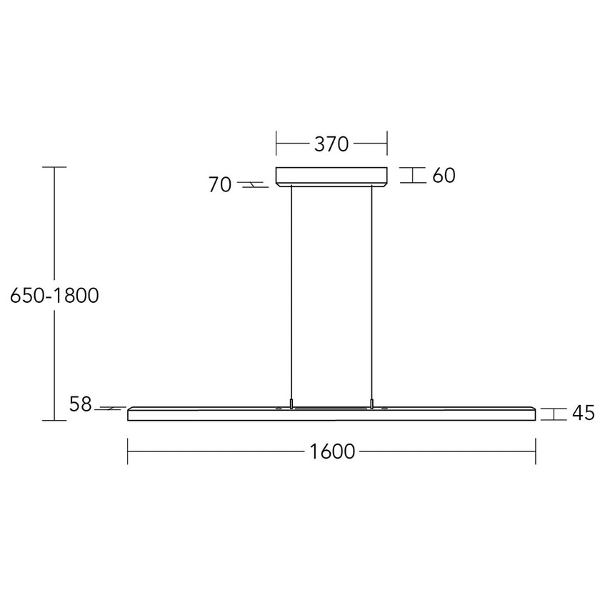 Balkenleuchte, Modell Leonora, 1600mm, technische Zeichnung