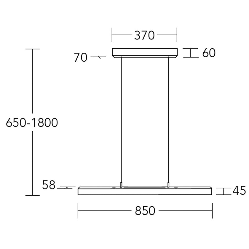 Balkenleuchte Modell Leonora, 850mm, technische Zeichnung