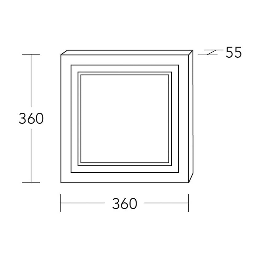 Deckenleuchte, Modell Otto O quadratisch, technische Zeichnung