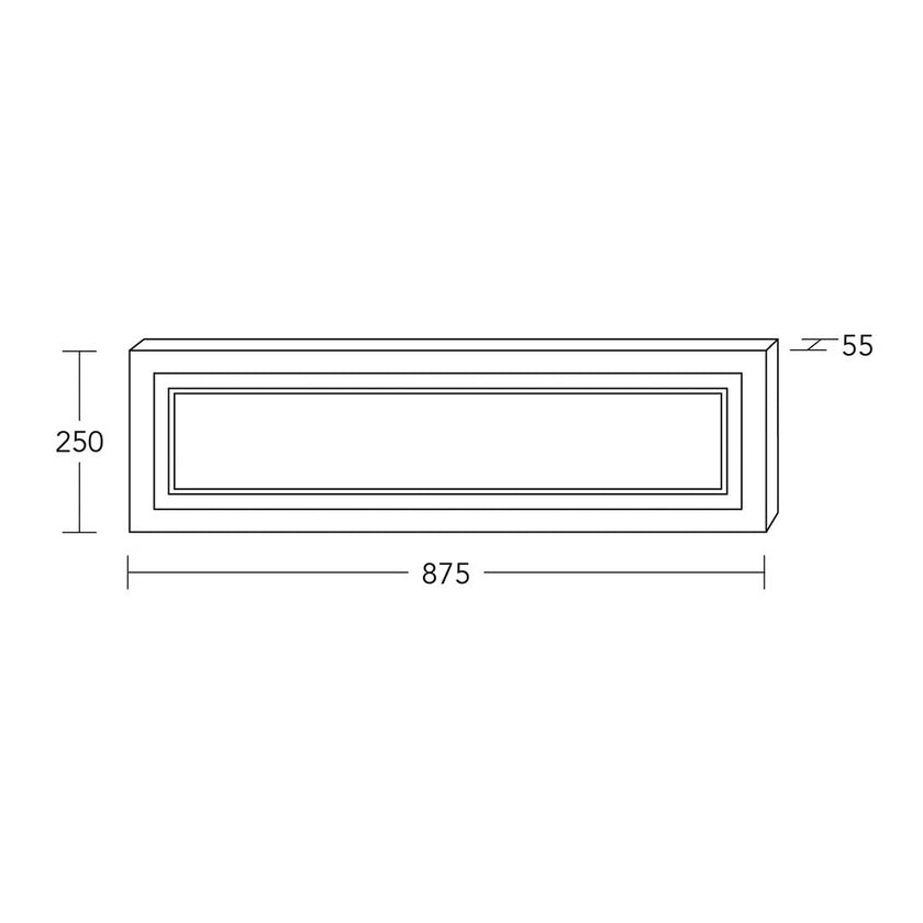 Deckenleuchte rechteckig, Modell Otto O, technische Zeichnung 