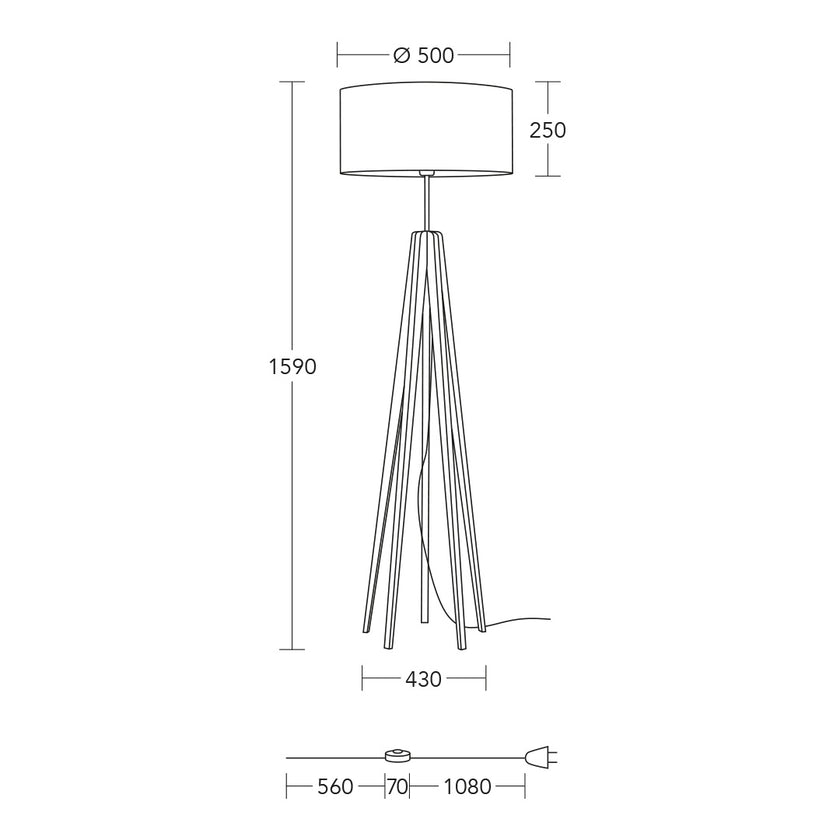 technische Zeichnung Stehleuchte Aster