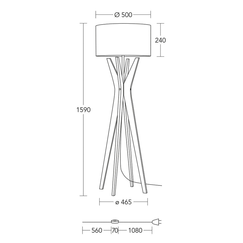 Stehleuchte Modell Elody, technische Zeichnung