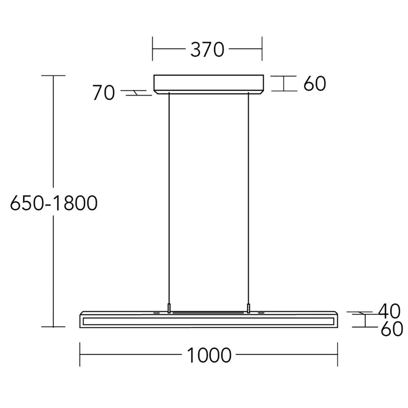 Balkenleuchte Modell Karl G, 1000mm, technische Zeichnung
