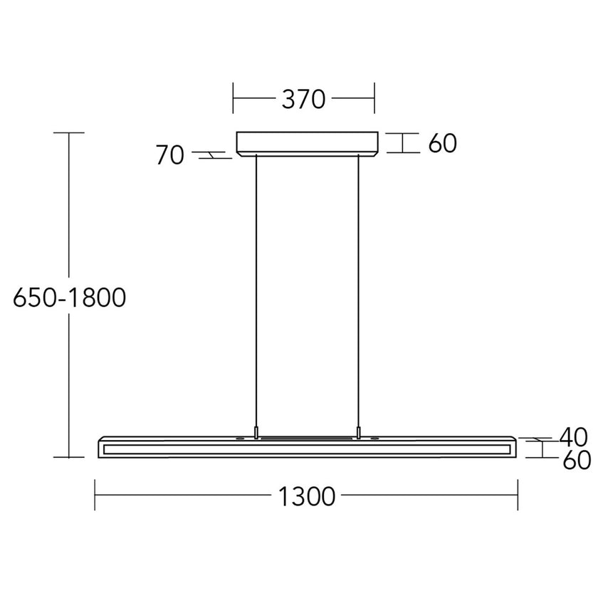 Balkenleuchte Modell Karl G, 1300mm, technische Zeichnung