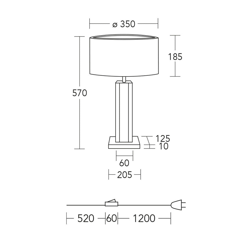 Hockerleuchte Modell Karl K, technische Zeichnung