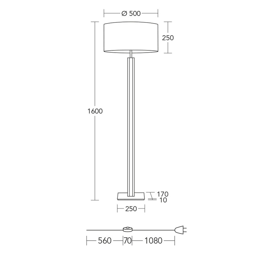 Stehleuchte Modell Karl K , technische Zeichnung