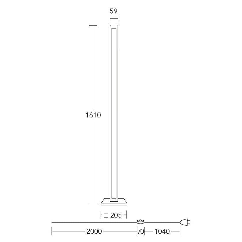 Stehleuchte Modell Karl M, technische Zeichnung