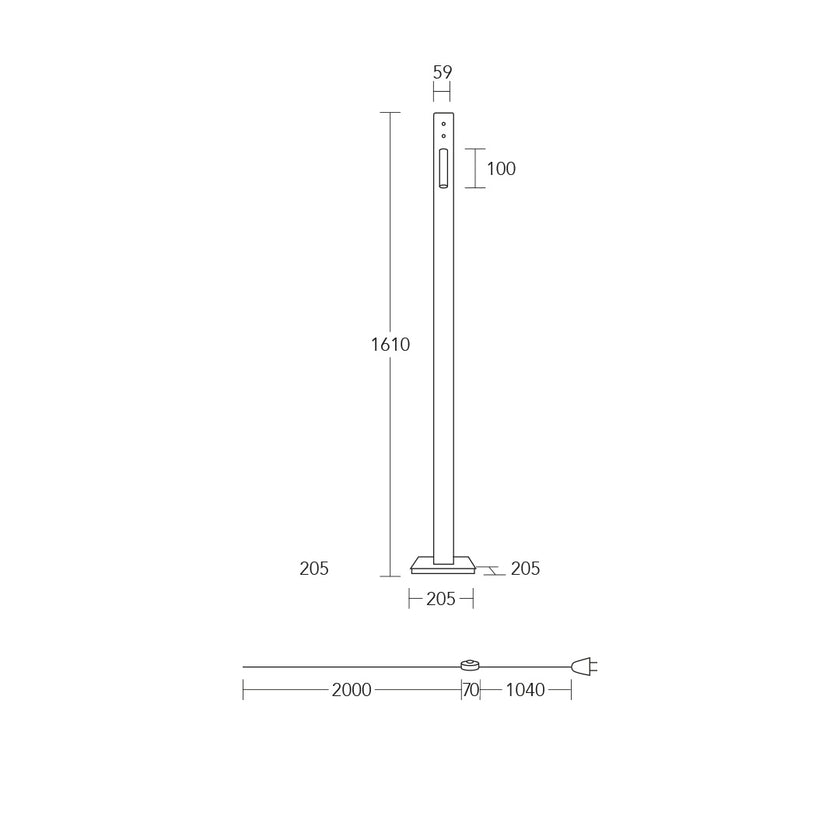 Stehleuchte Modell Leonora, technische Zeichnung 