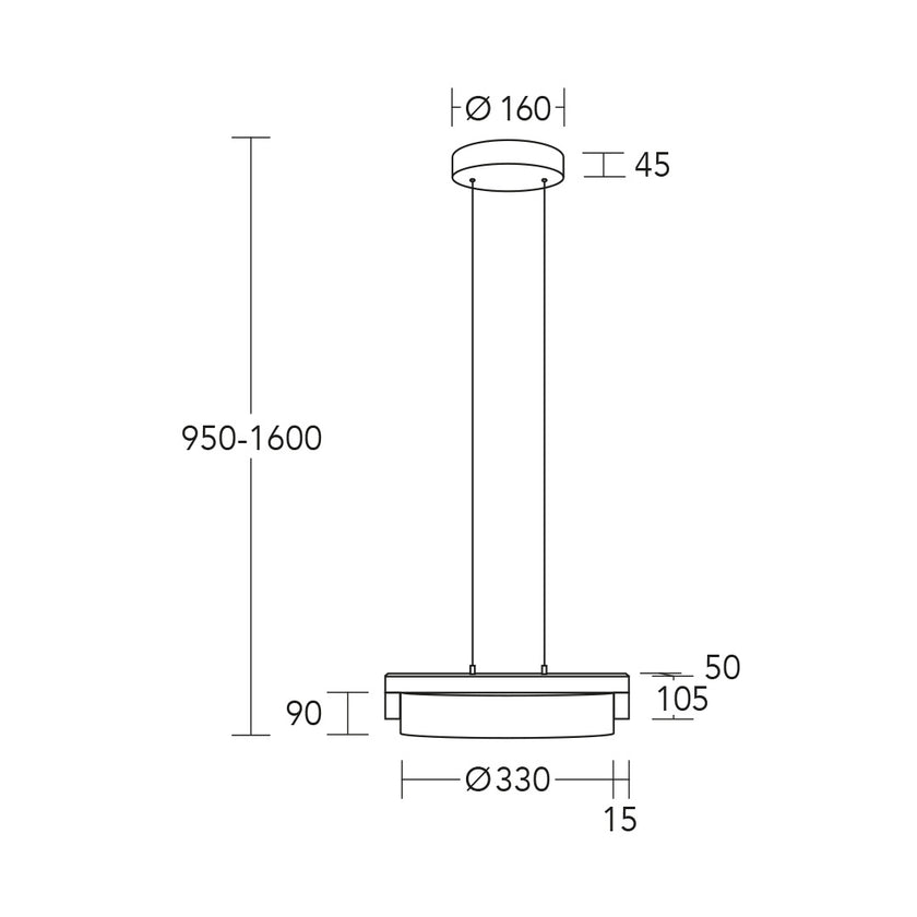 Pendelleuchte Modell Talon, technische Zeichnung 