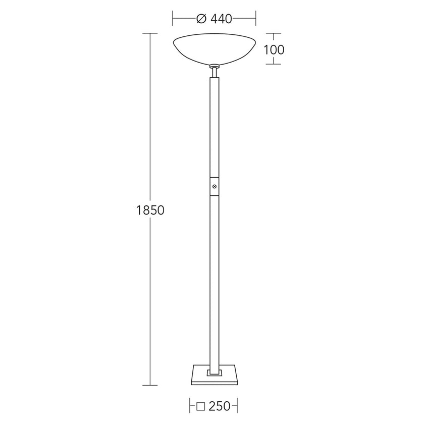 Stehleuchte, Fluter Modell Dana, technische Zeichnung